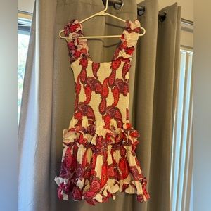 Pink/red/white ruffle dress
